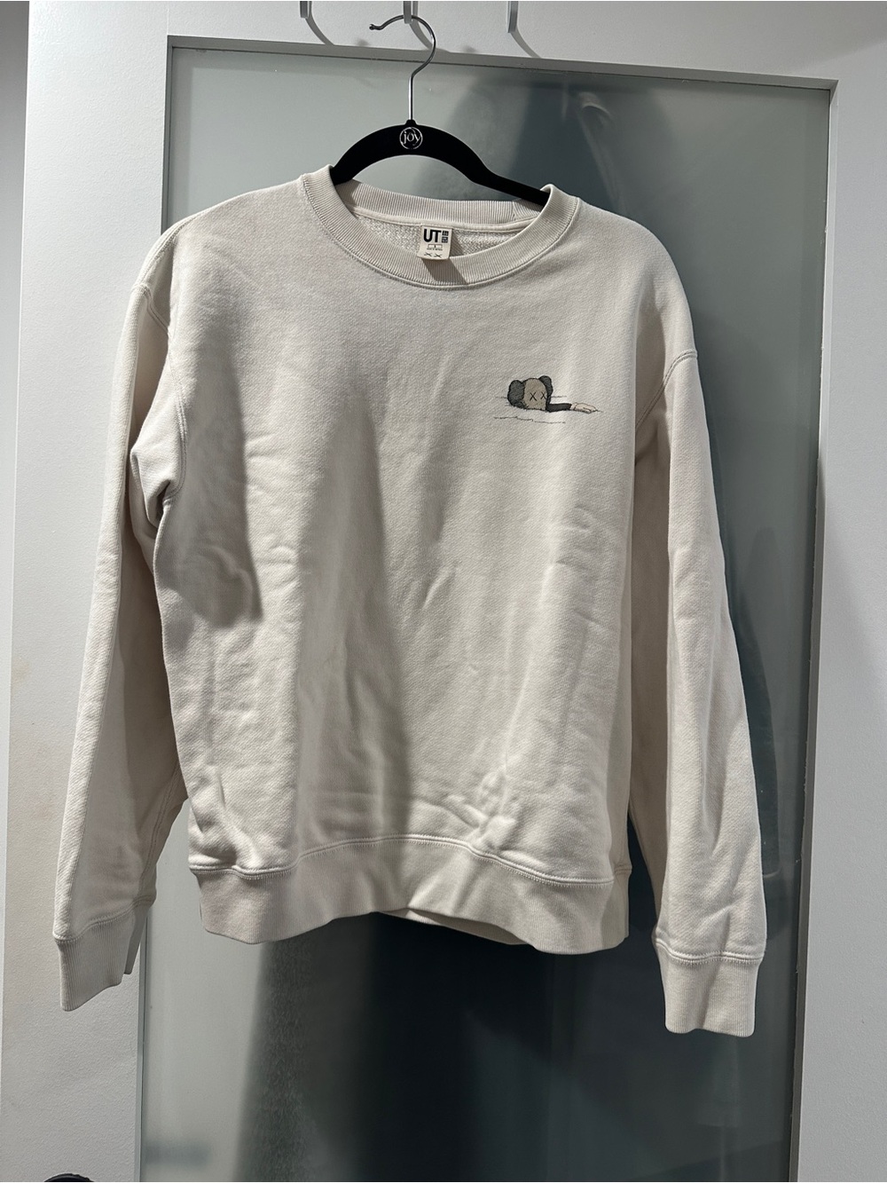 Uniqlo KAWS Cream Crewneck Sweatshirt with Small Embroidered Graphic small